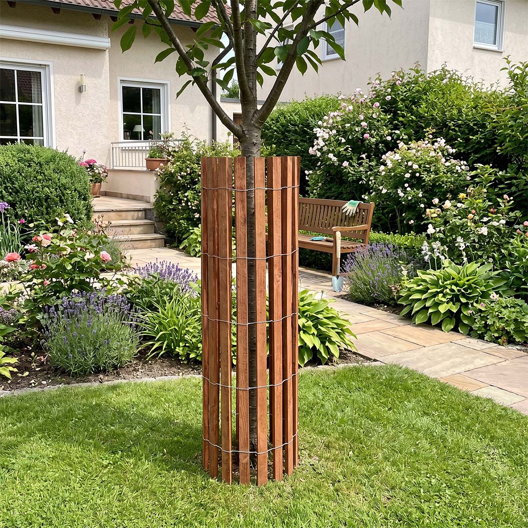 Baumschutz-/ Bissschutzzaun aus Fichte (imprägniert) - Länge 5 Meter, Höhe 150 cm, Lattenabstand ~6 cm
