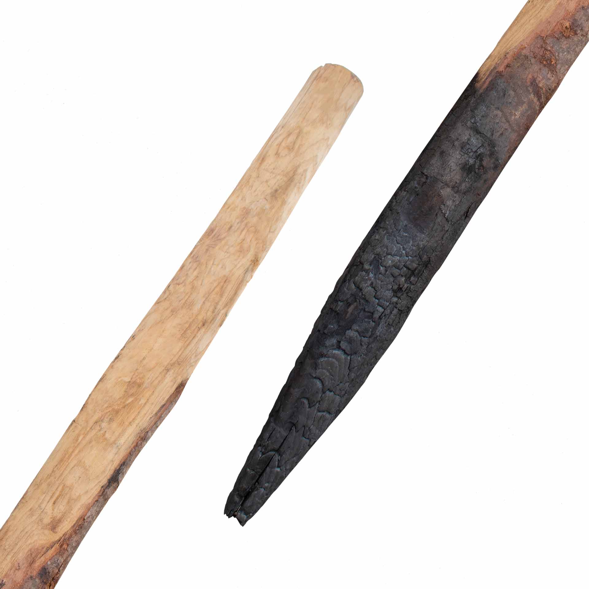 Yakisugi Pfähle, geflammt, aus Kastanie, 200 cm Länge, Durchmesser 6-8 cm